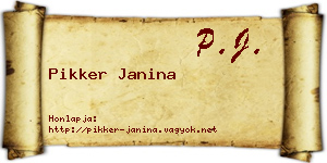 Pikker Janina névjegykártya